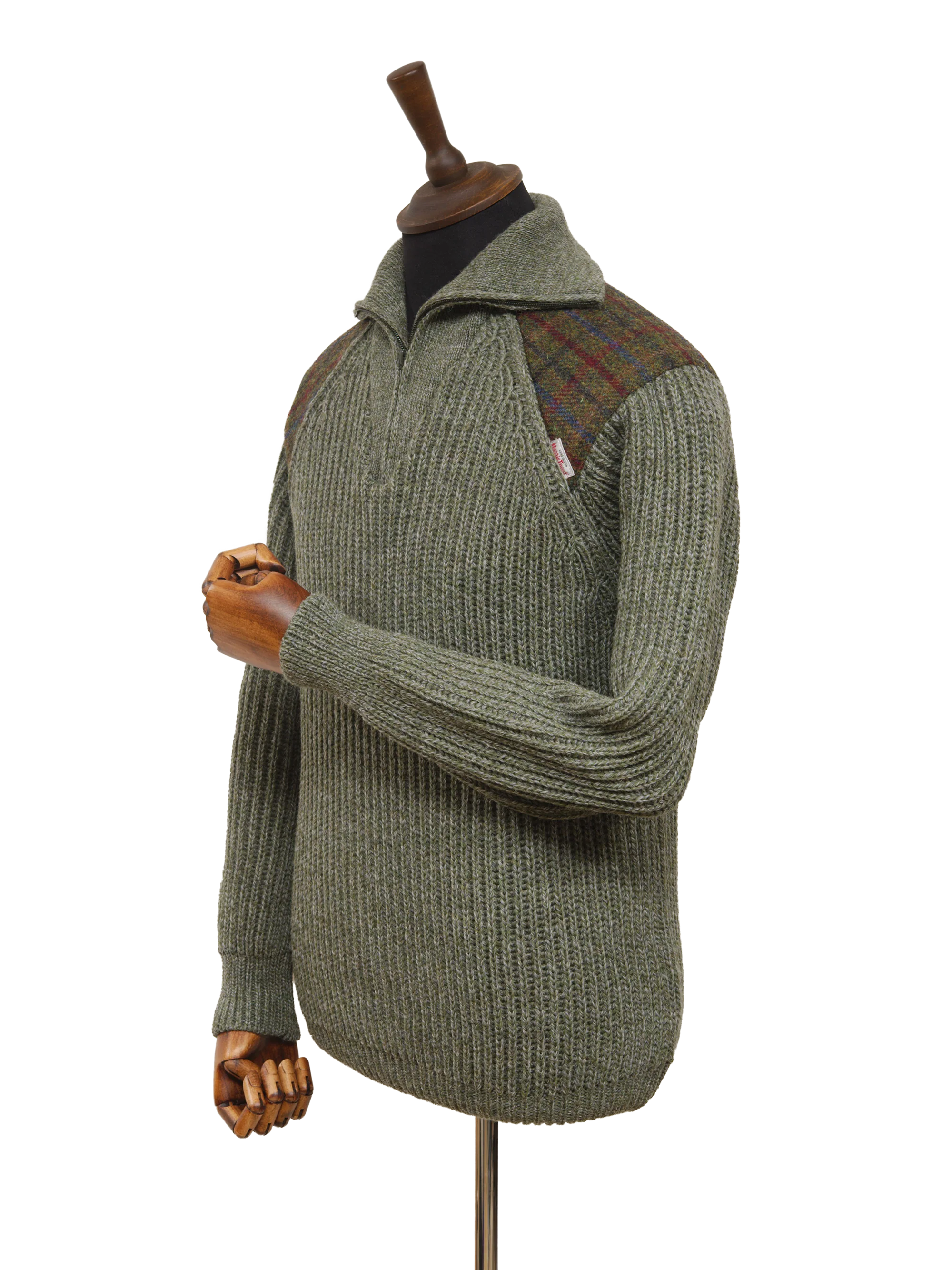 Mens Crofter 1/4 Zip Jumper - Sage Green (A0229) - Image 2