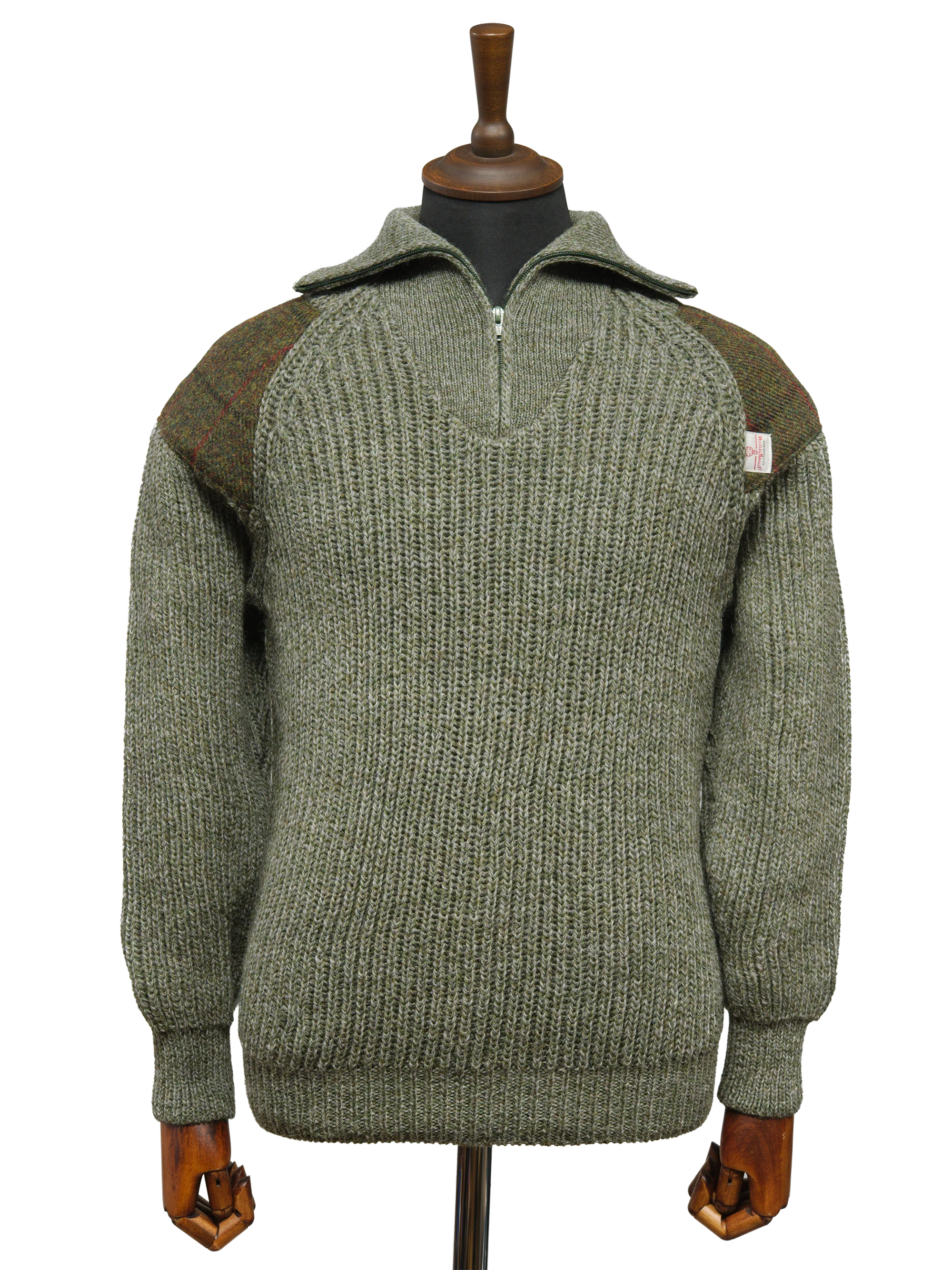 Mens Crofter 1/4 Zip Jumper - Sage Green (Moss)