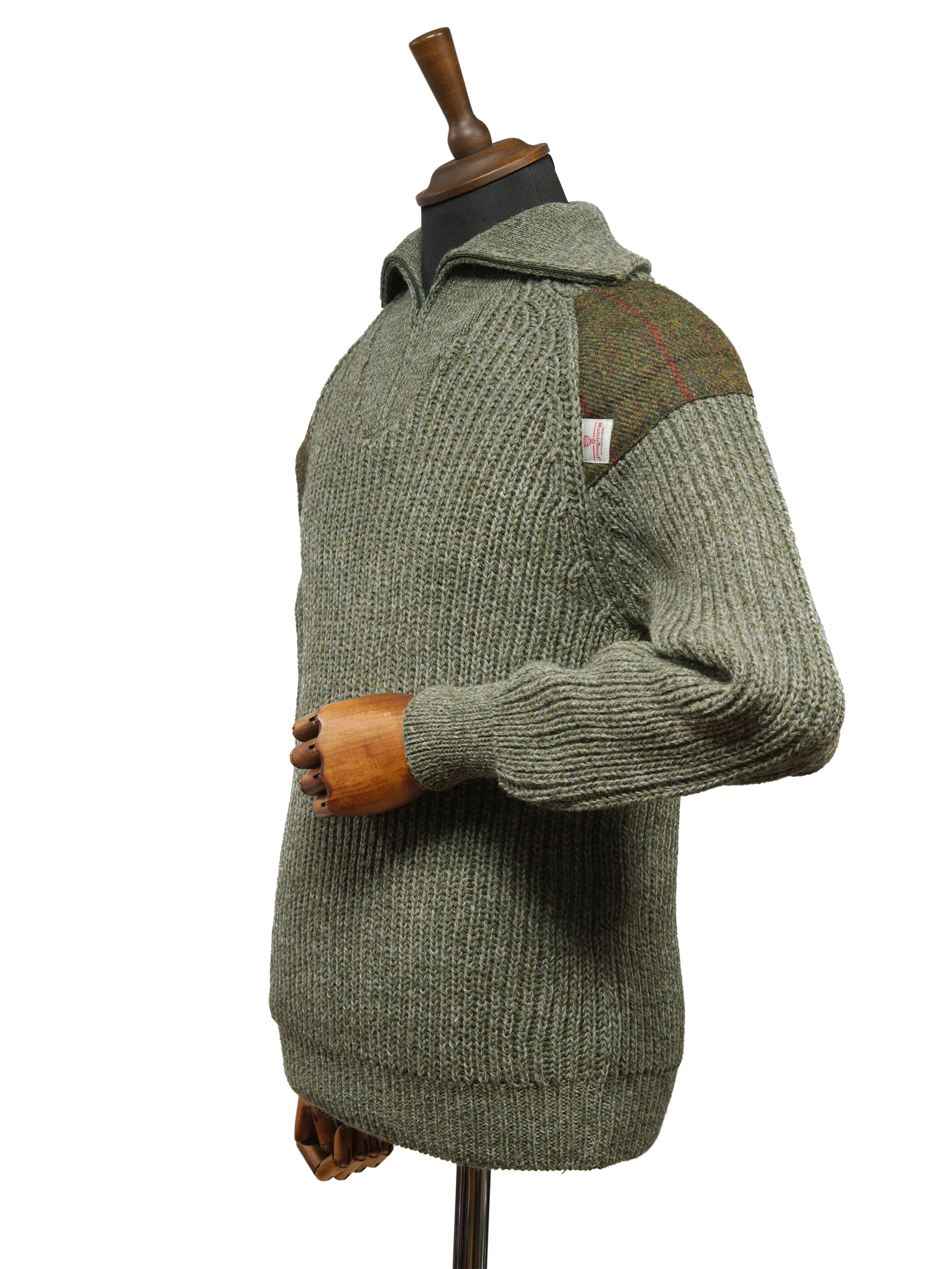 Mens Crofter 1/4 Zip Jumper - Sage Green (Moss) - Image 2