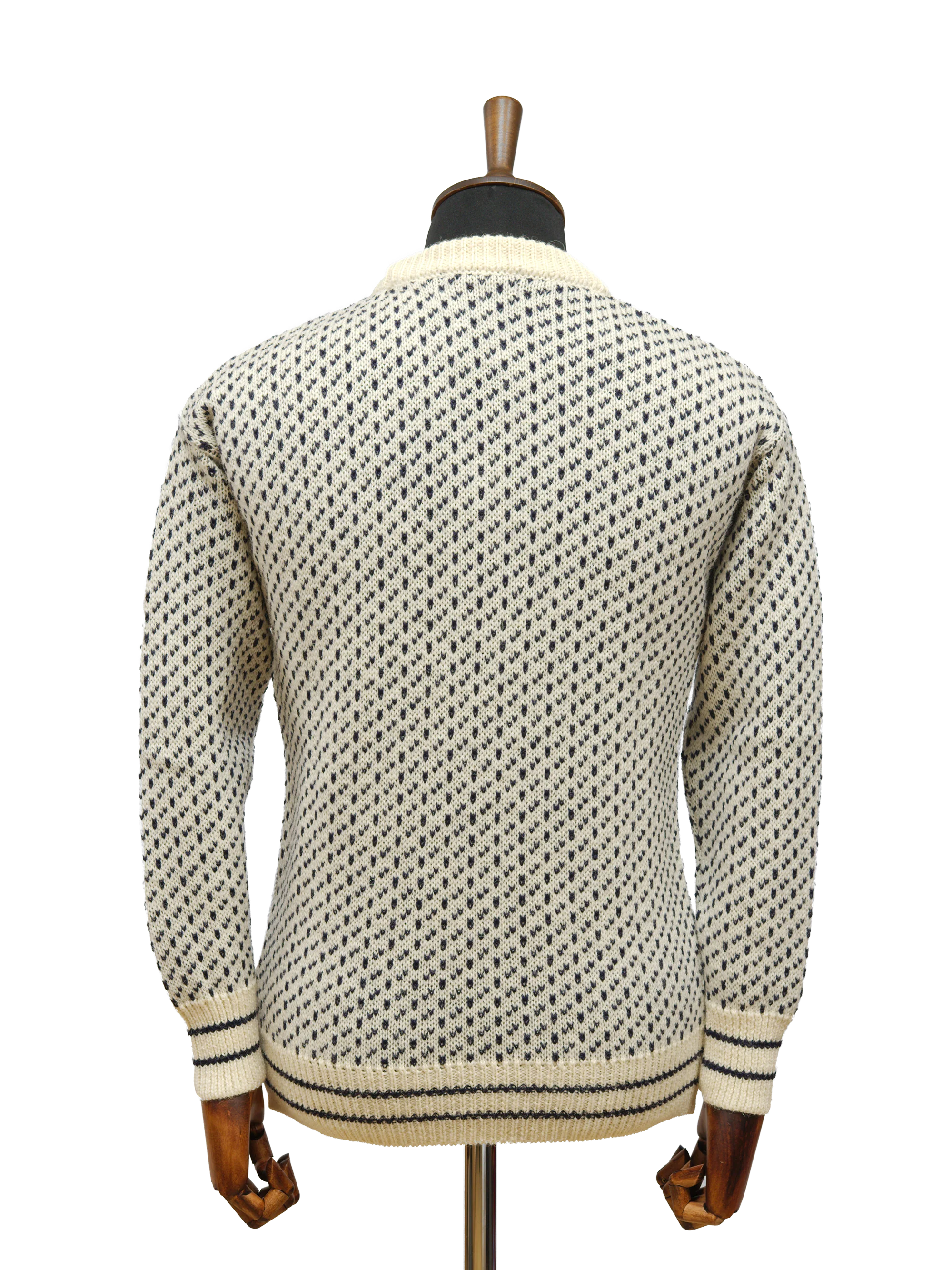 Nordic Crew Neck Jumper - Ecru & Navy - Image 3
