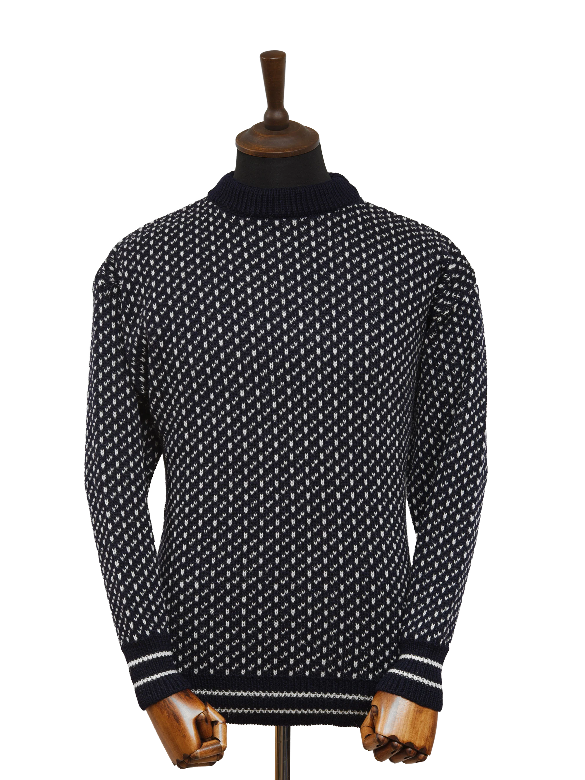 Nordic Crew Neck Jumper - Navy & White
