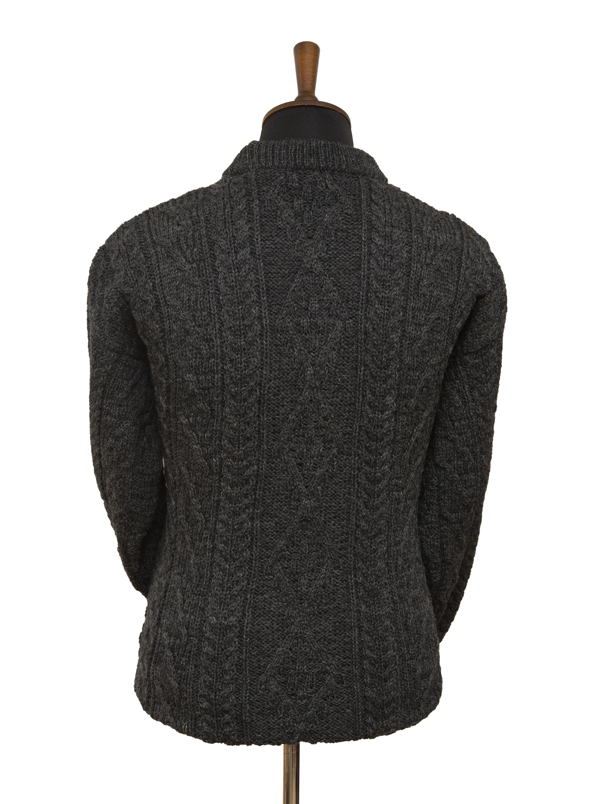 Unisex Aran Crew Neck Jumper - Charcoal - Image 3