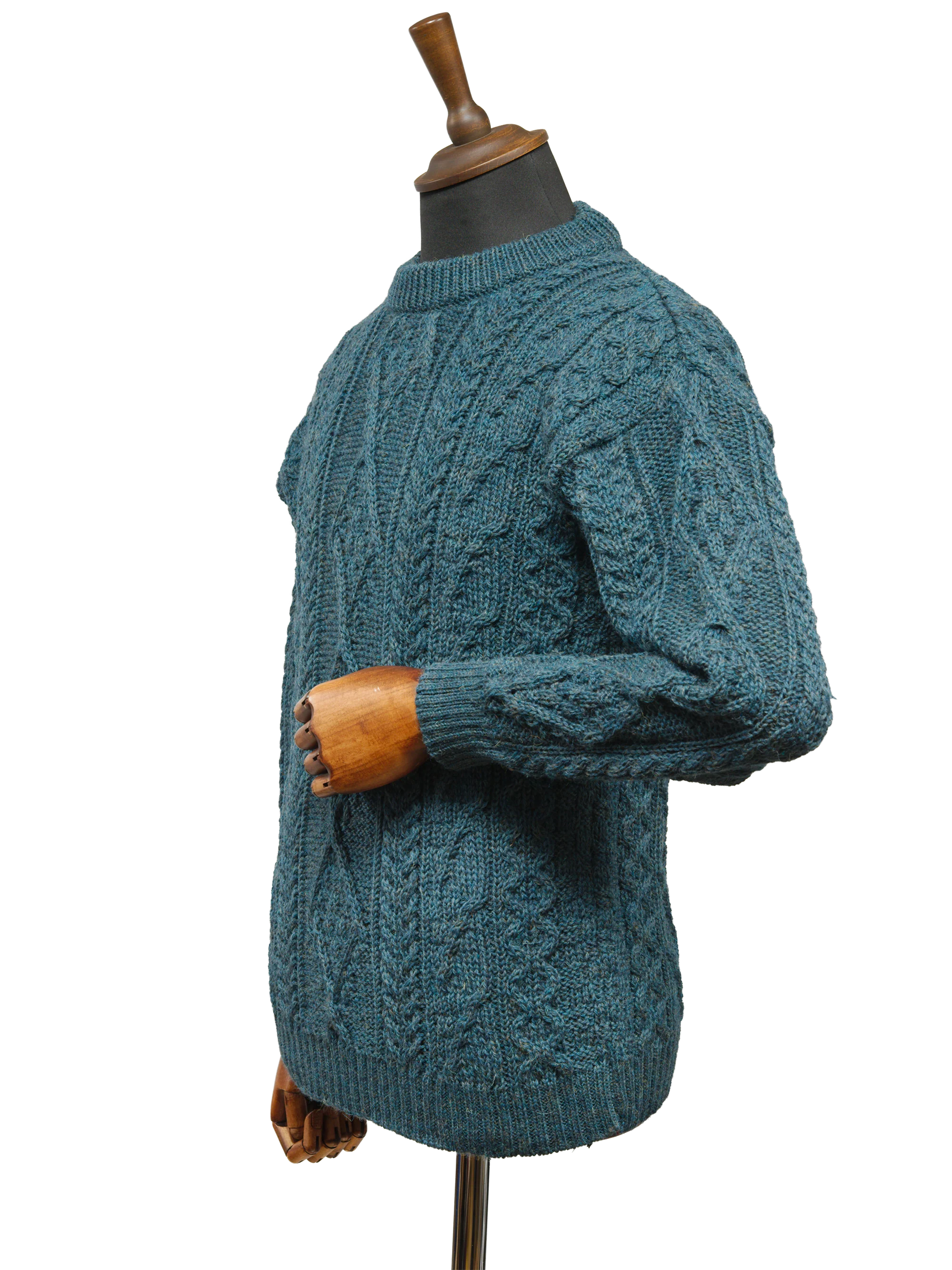 Unisex Aran Crew Neck Jumper - Mallard - Image 2
