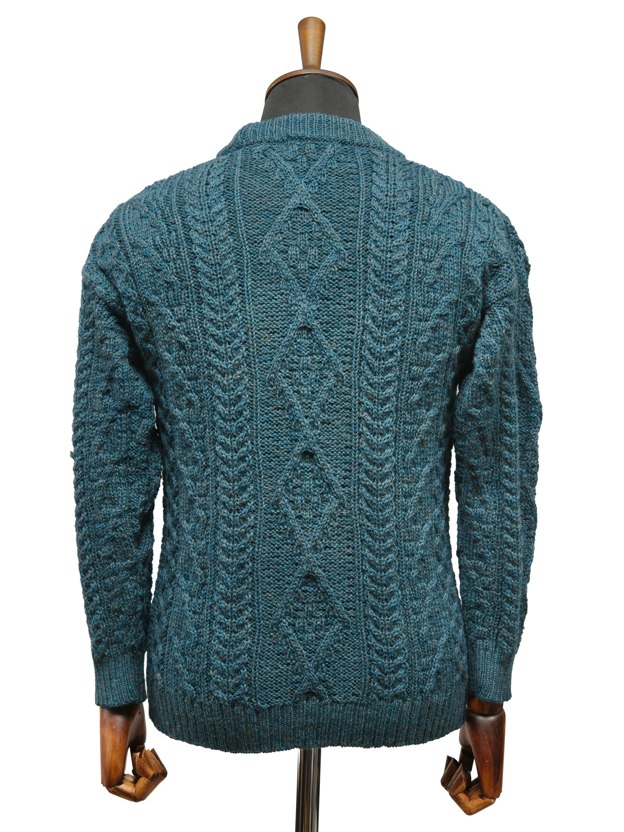 Unisex Aran Crew Neck Jumper - Mallard - Image 3