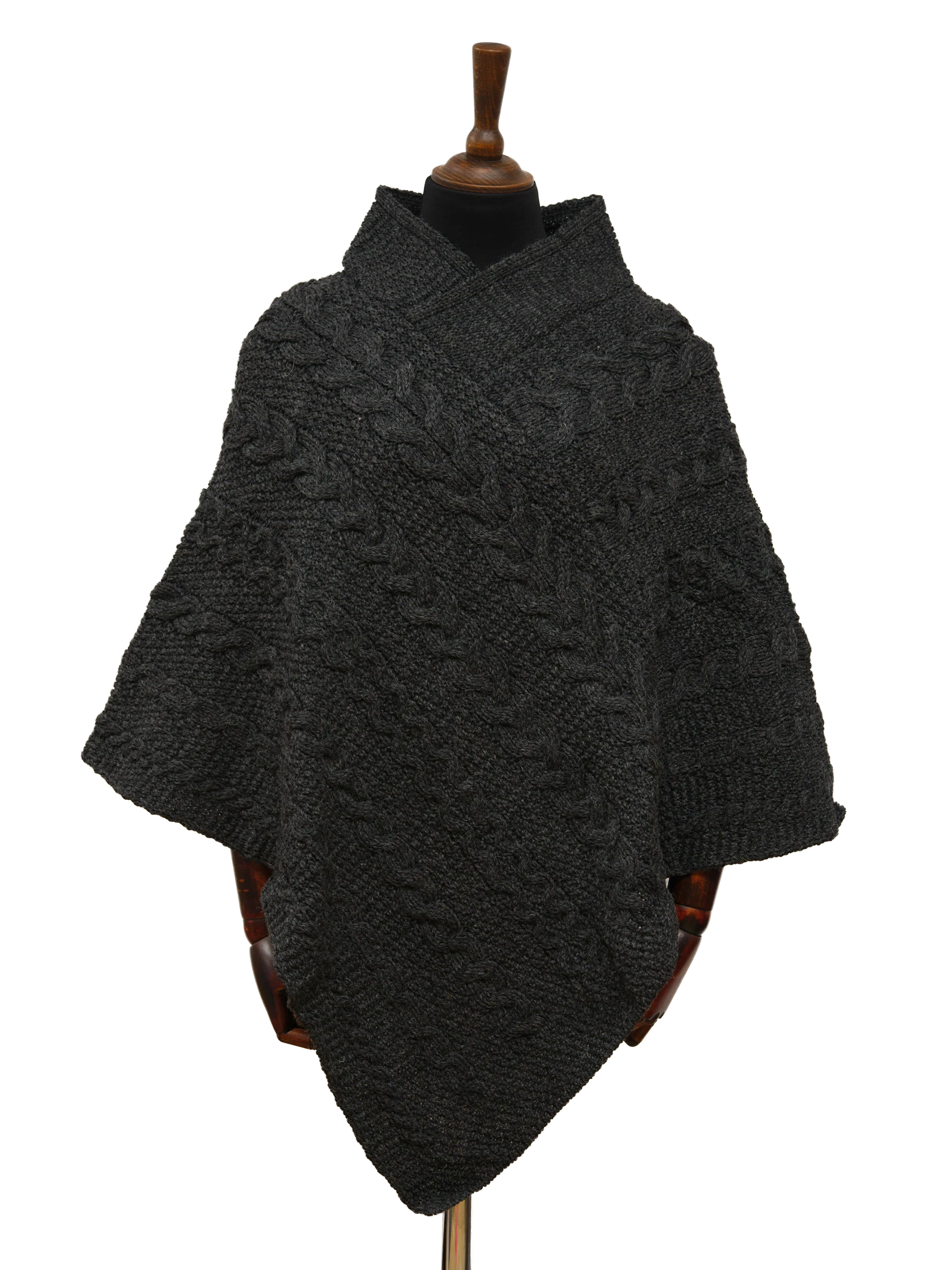 V-Neck Poncho - Charcoal