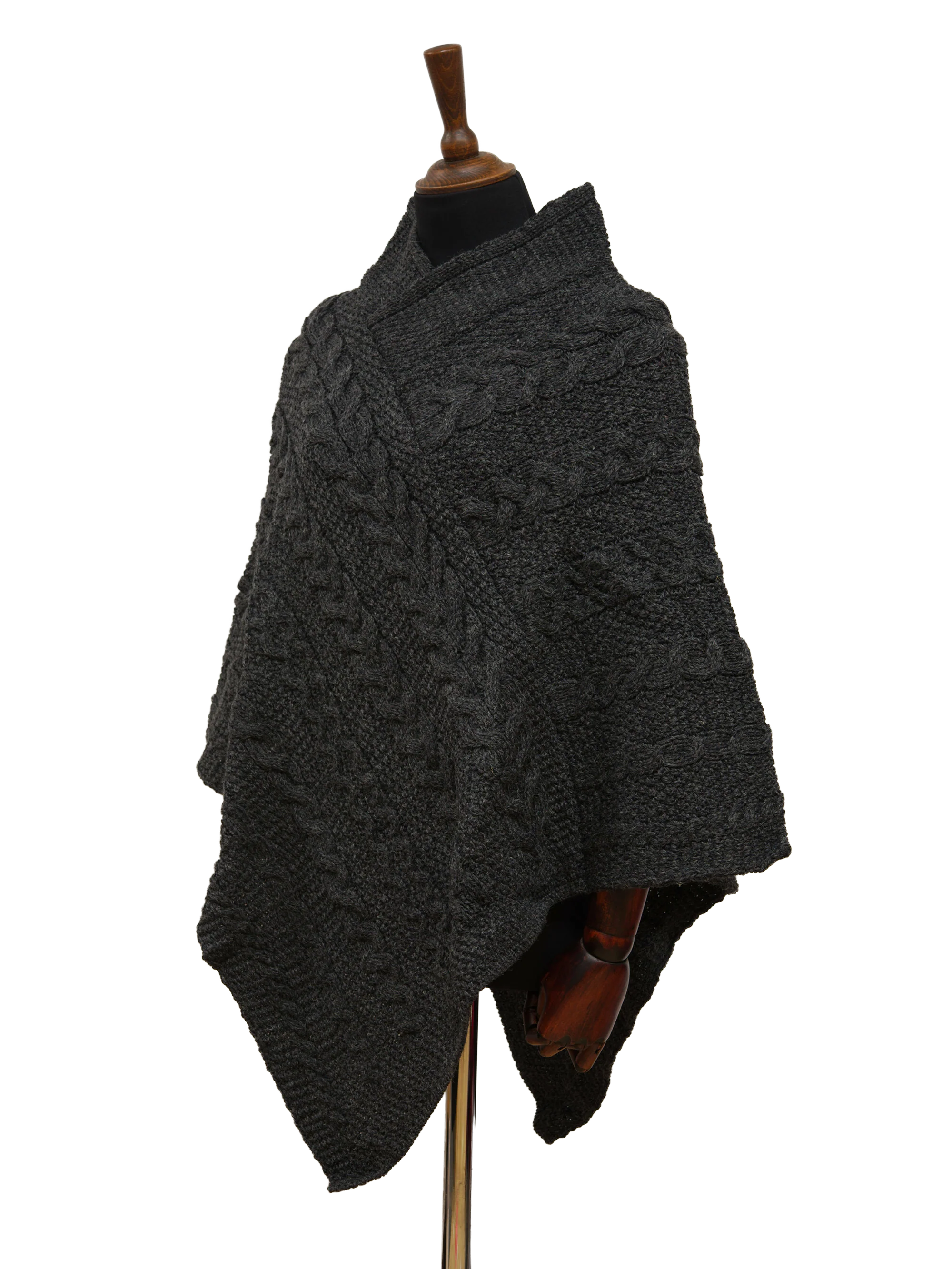 V-Neck Poncho - Charcoal - Image 2