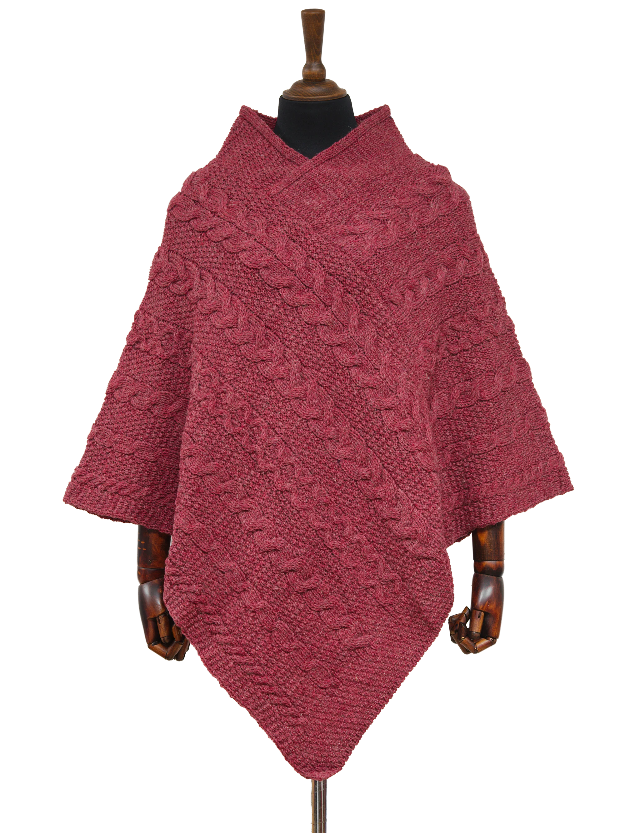 V-Neck Poncho - Coral