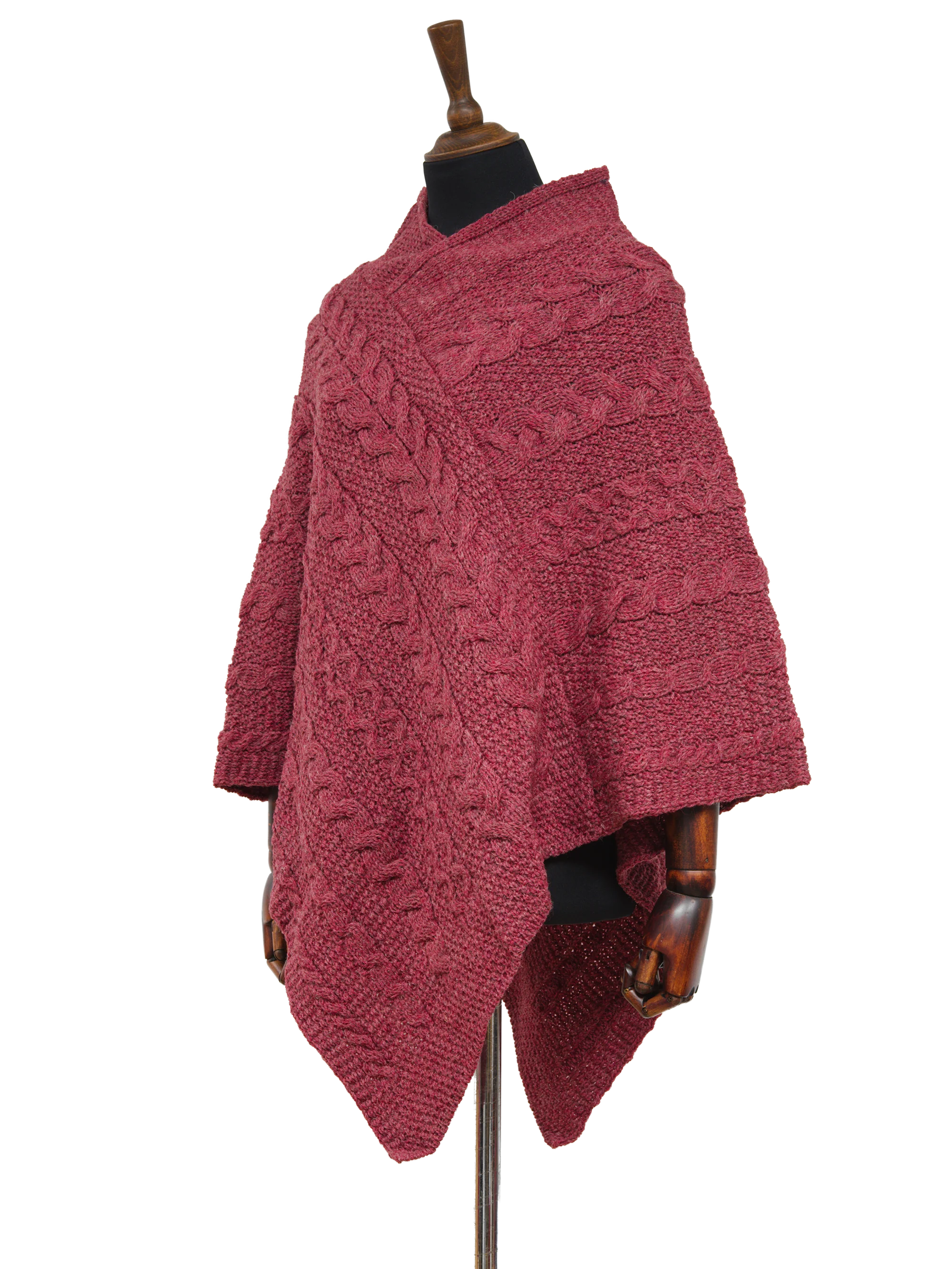 V-Neck Poncho - Coral - Image 2