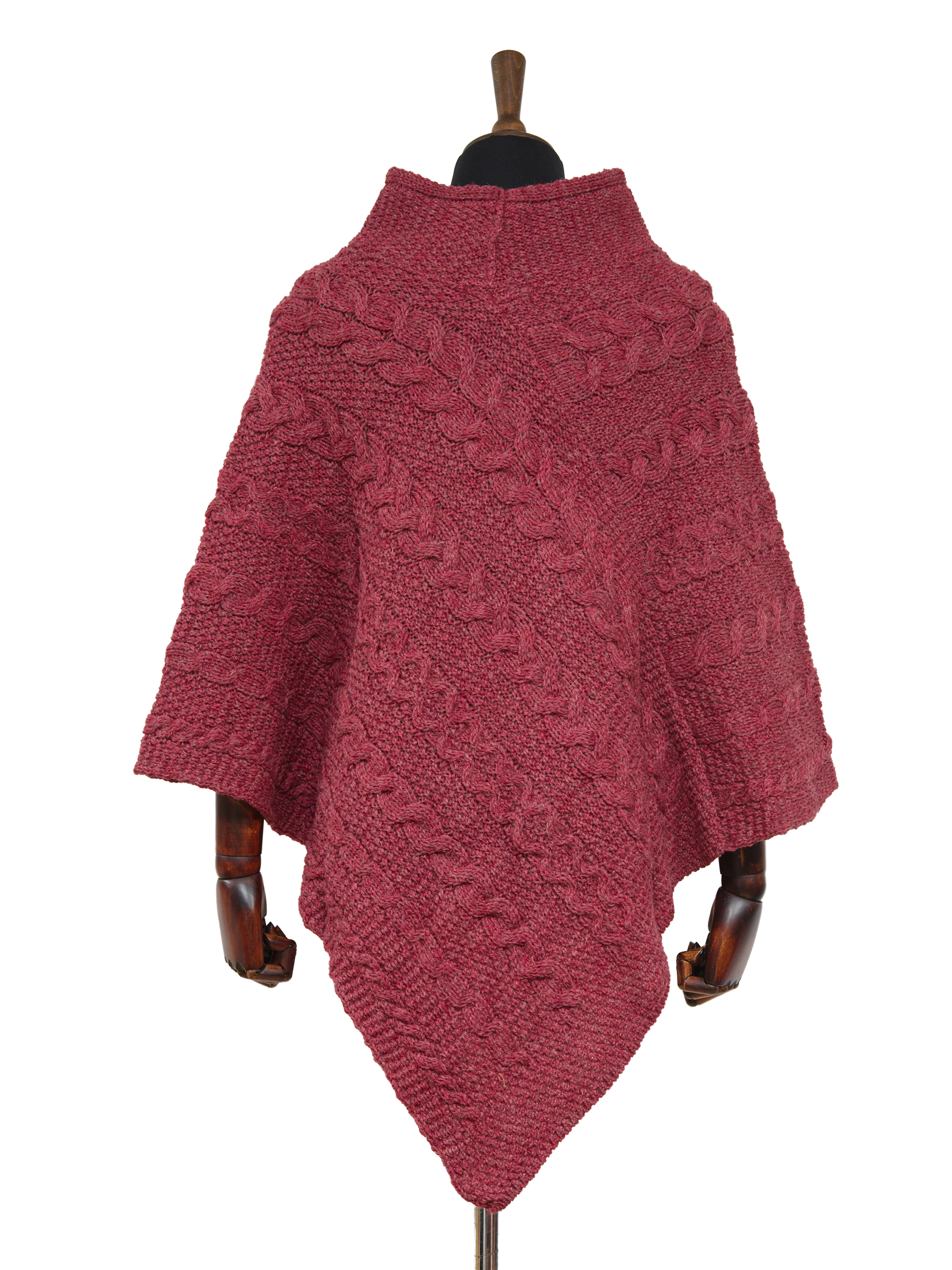 V-Neck Poncho - Coral - Image 3