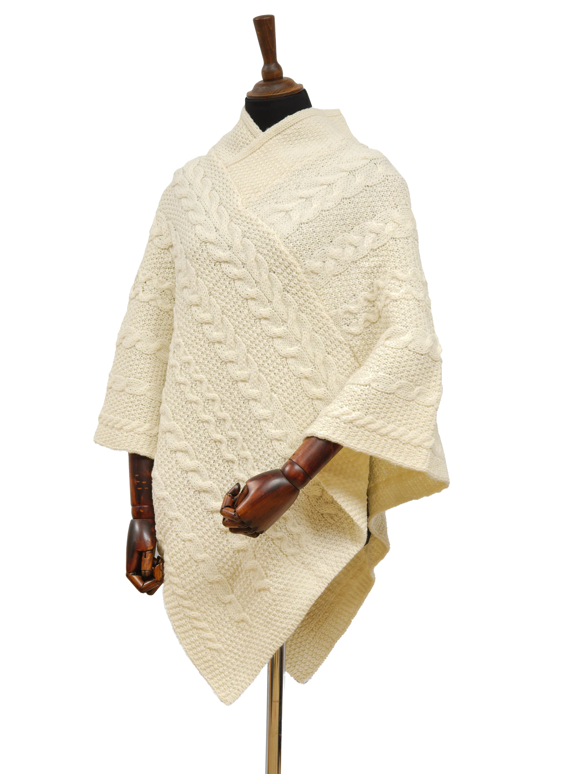 V-Neck Poncho - Ecru - Image 3