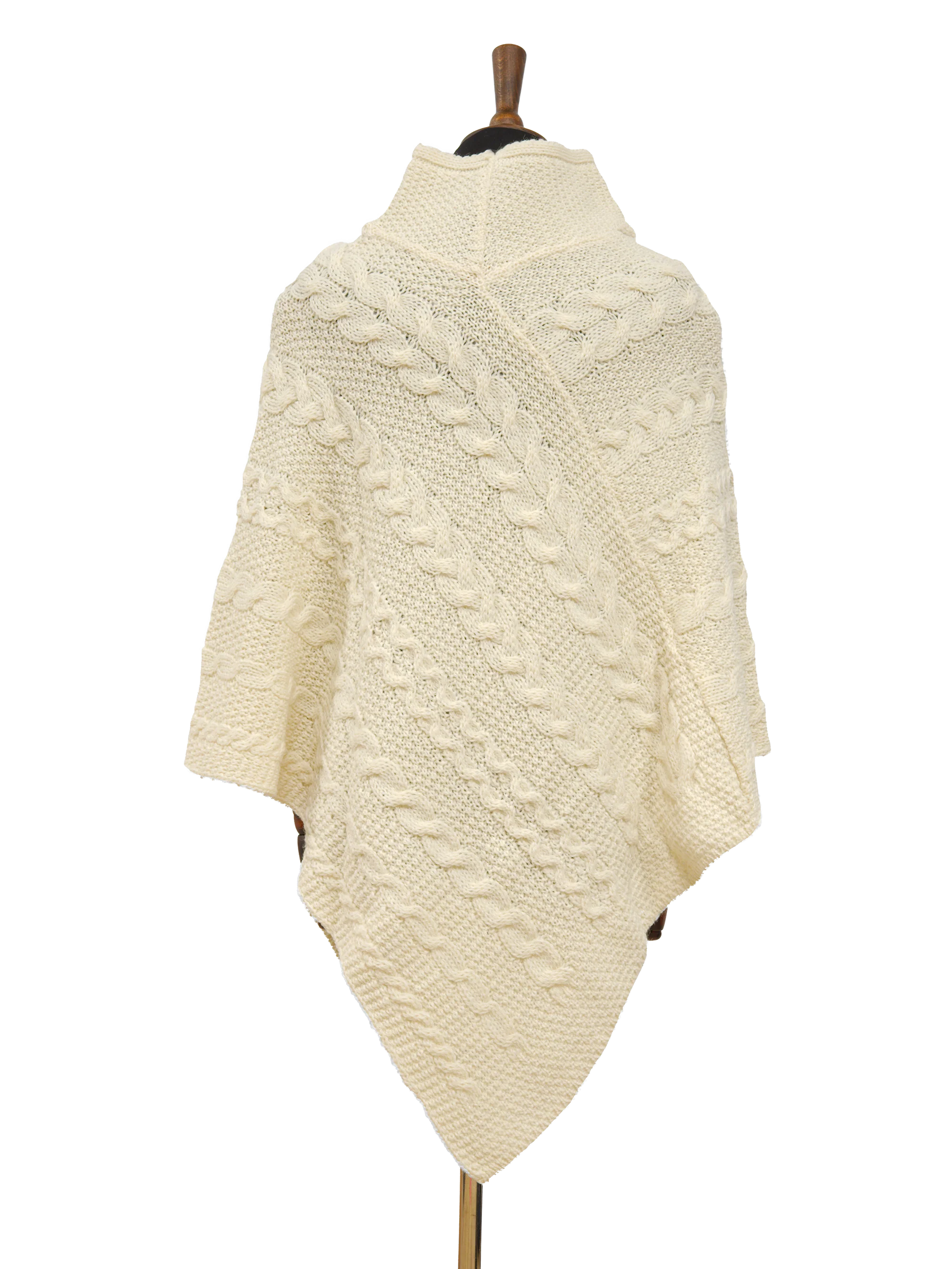 V-Neck Poncho - Ecru - Image 4